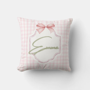 Coussin Emma Personnalisé Pink Bow & En vichy Print