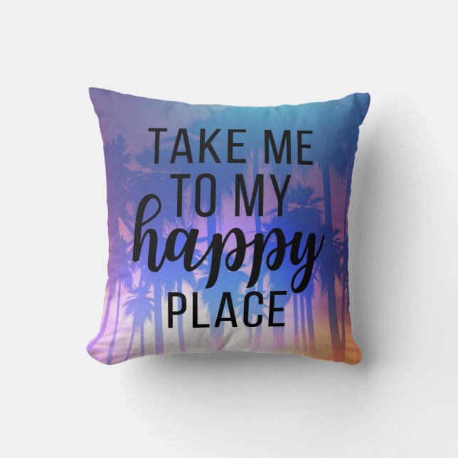 Coussin Emmenez-Moi À Mon Happy Place Boho Beach & Palm Tr (Recto)