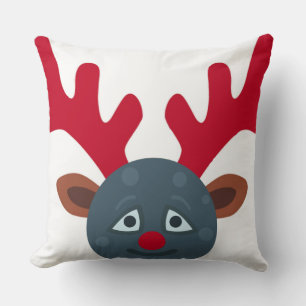 Coussin emoji de lune de rennes de noël