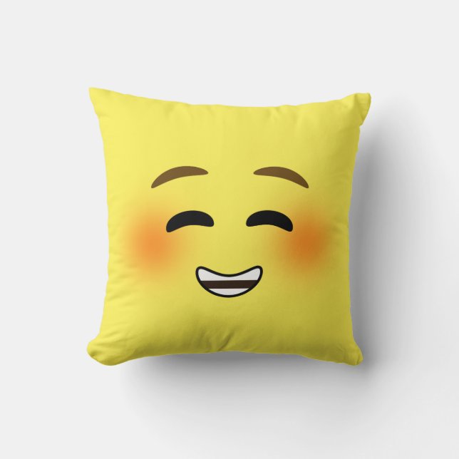 Coussin Emoji de sourire blanc (Recto)