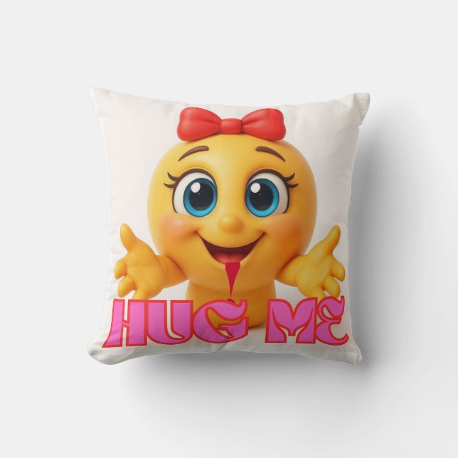 Coussin Emoji Mignon – Décoration de Maison Visage (Recto)