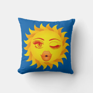Coussin Emoji Soleil Flirtant, Baiser Soleil, Adorateurs S