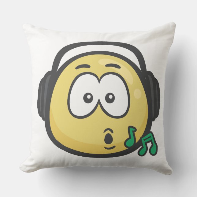 Coussin Emoji : Visage de musique (Recto)