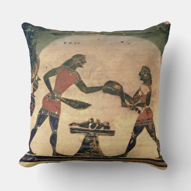 Coussin Employés préparant la nourriture pour un colloque, (Recto)