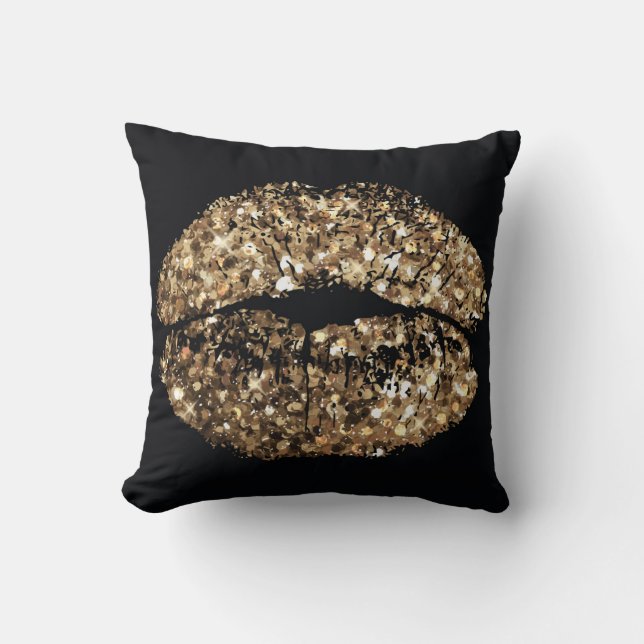 Coussin Empreinte de baiser : vintage doré. (Recto)