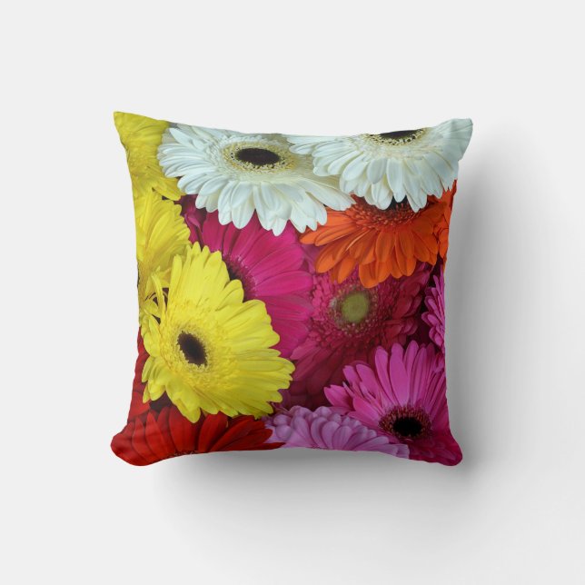 Coussin Empreinte de fleurs de gerbères colorées (Recto)