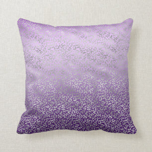 Coussin Empreinte de léopard argenté violet ombre
