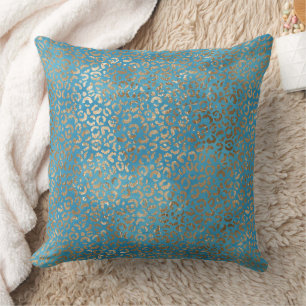 Coussin Empreinte de léopard bleu bleu turquoise