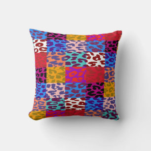 Coussin Empreinte de léopard coloré Carrés Checker Motif 5