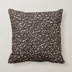 Coussin Empreinte de léopard de bronze Brown au chocolat n