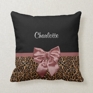 Coussin Empreinte de léopard élégant élégant Brown Bow et 