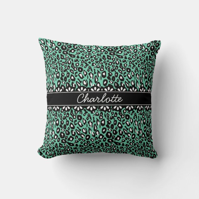 Coussin Empreinte de léopard et dentelle à la mode (Recto)