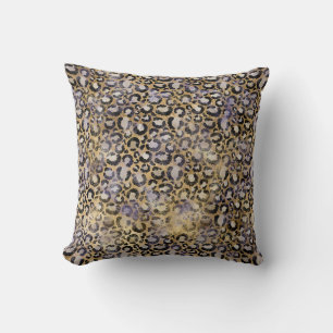 Coussin Empreinte de léopard Gold Purple