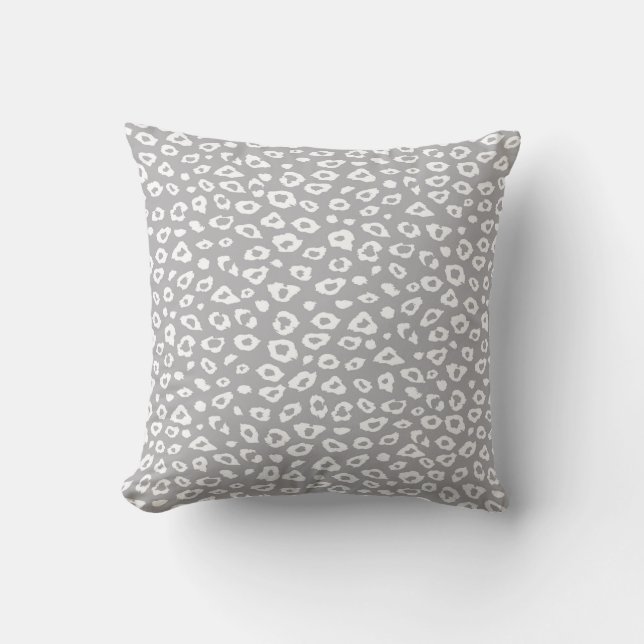 Coussin Empreinte de léopard gris et blanc (Recto)