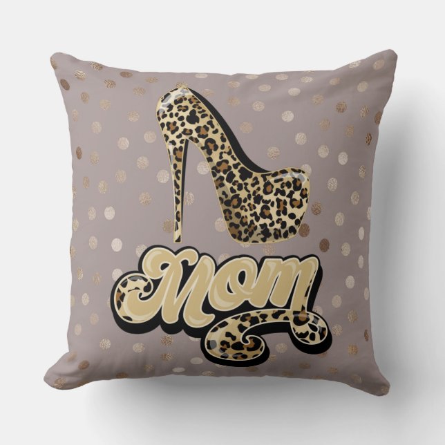 Coussin Empreinte de léopard Maman Beige / Zèbre Imprimer  (Recto)