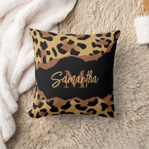 Coussin Empreinte de léopard Monogramme mignon