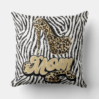 Coussin Empreinte de léopard noir blanc