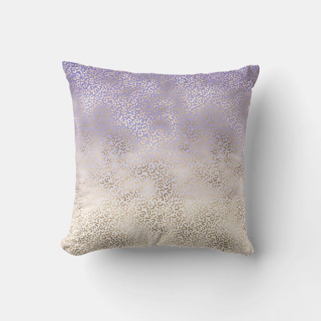 Coussin Empreinte de léopard Ombre or violet fille (Recto)