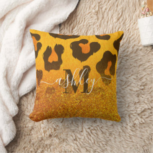 Coussin Empreinte de léopard Parties scintillant d'or