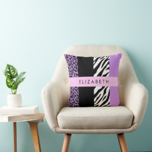 Coussin Empreinte de léopard, Zebra Print, Purple, Votre n