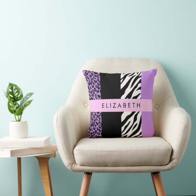 Coussin Empreinte de léopard, Zebra Print, Purple, Votre n (Chaise)