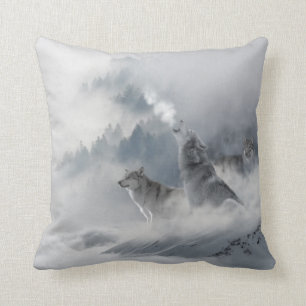 Coussin Empreinte de loup de neige