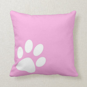 Coussin empreinte de patte animal rose vif