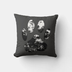 Coussin Empreinte de patte De Chien Grunge Noir Et Blanc
