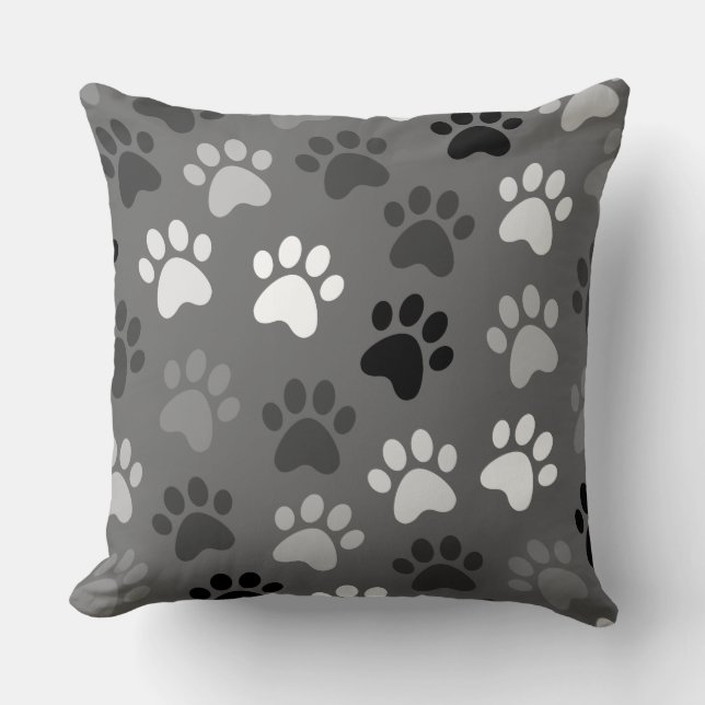 Coussin Empreinte de patte Design monochrome (Recto)