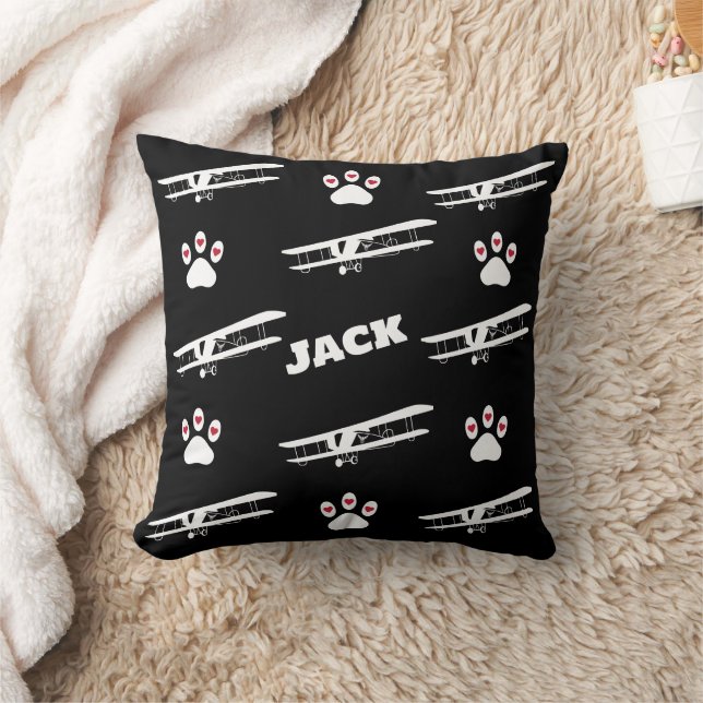 Coussin Empreinte de patte et avion pour chien d'animaux d (Couverture)