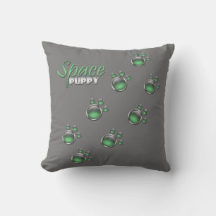 Coussin Empreinte de patte Green & Grey "Space Pup