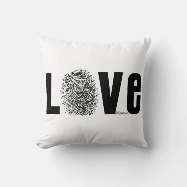 Coussin Empreinte digitale d'amour noire et blanche (Recto)