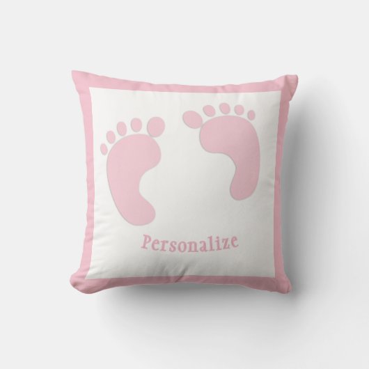 Coussin Empreintes bébé Fille bébé Rose minuscule Pieds No (Recto)