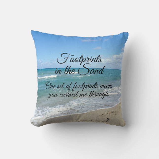 Coussin Empreintes dans le Sable Inspirational Christian (Recto)