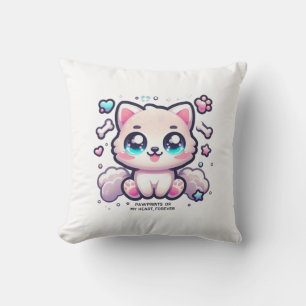 Coussin Empreintes de chiot Kawaii sur mon coeur, pour tou