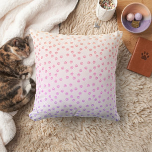 Coussin Empreintes de patte arc-en-ciel