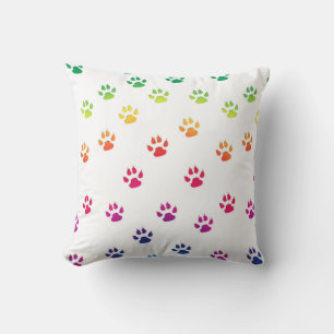 Coussin Empreintes de pattes arc-en-ciel