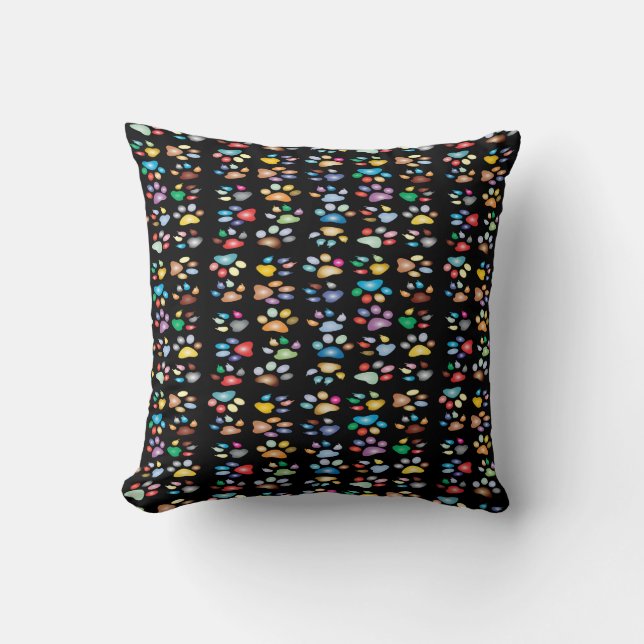 Coussin Empreintes de pattes colorés (Recto)