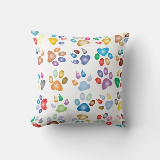 Coussin empreintes de pattes colorés (Recto)