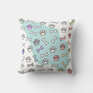 Coussin Empreintes de pattes De Chien Et Motif D'Art Des O