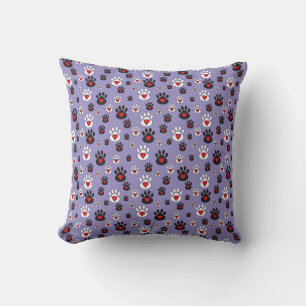 Coussin Empreintes noires et blanches avec coeur