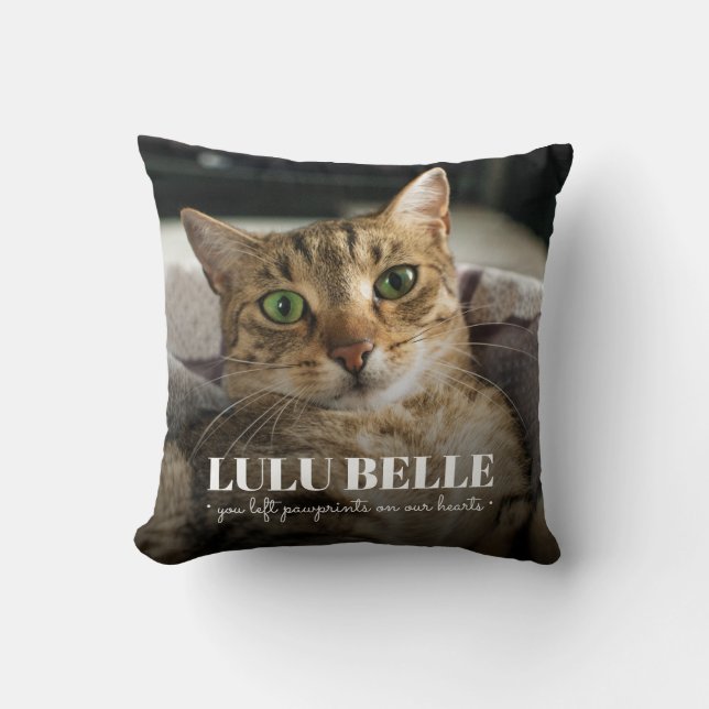 Coussin Empreintes Photo De Chat Memorial Sur Nos Coeurs (Recto)