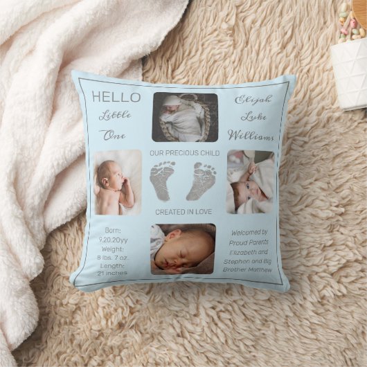 Coussin Empreintes photos multiples bleu garde-naissance (Couverture)