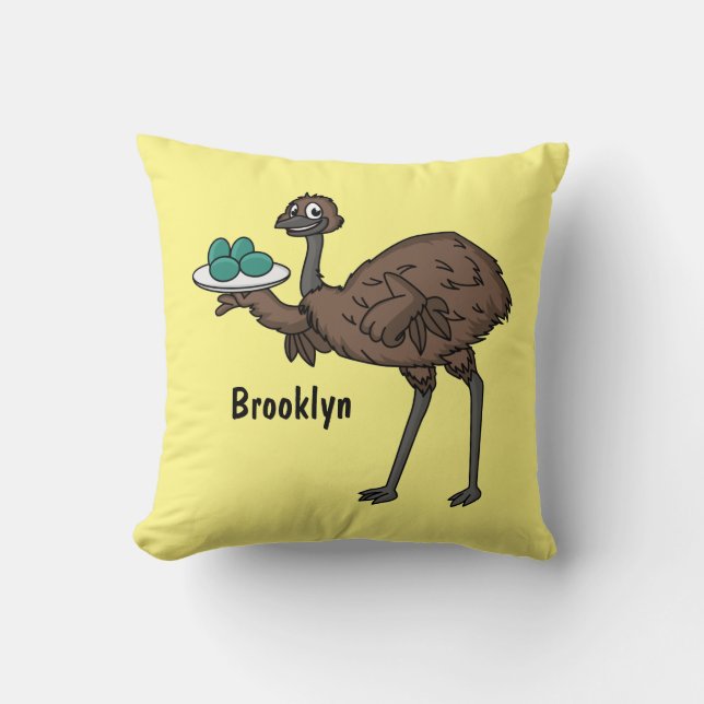 Coussin Emu avec dessin animé d'oeufs (Recto)