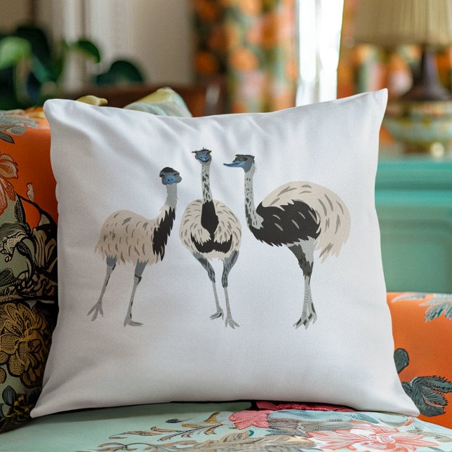 Coussin Emus Bird Lovers Illustré (Créateur téléchargé)