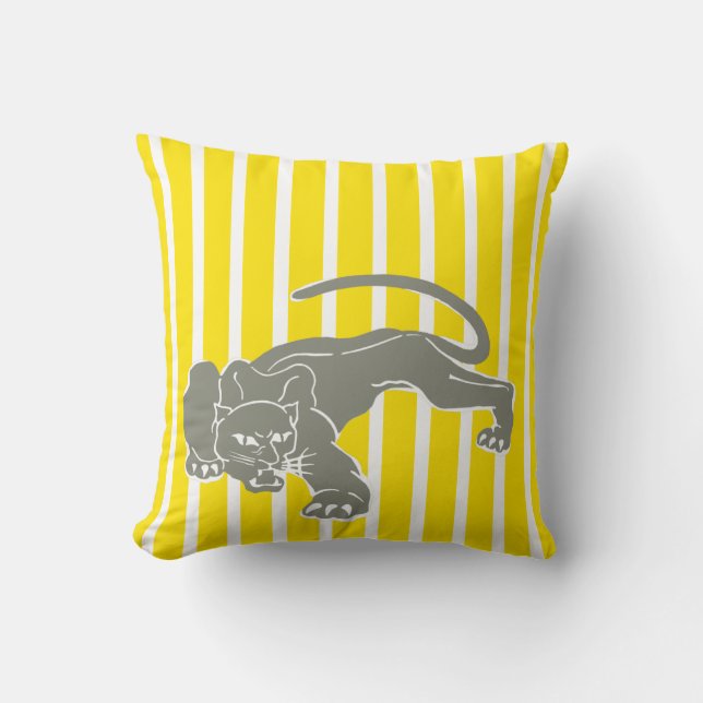 Coussin en bande de Safari Jaune Doré avec Leopard (Recto)