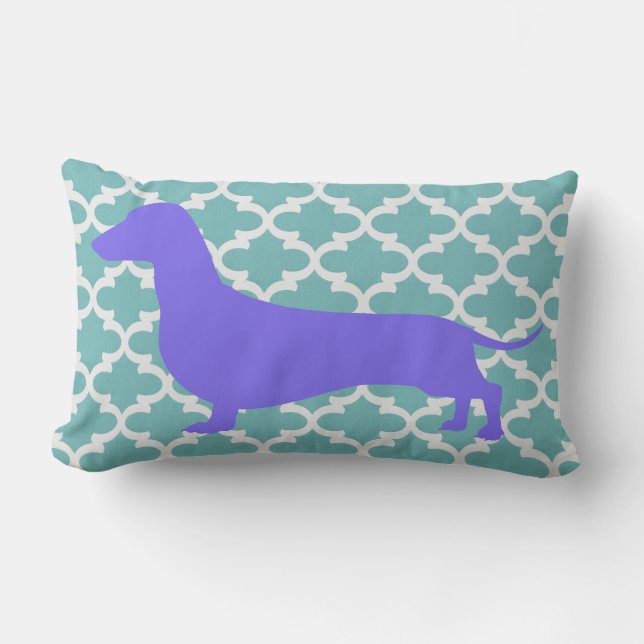 Coussin en bois - Dachshund en silhouette violette (Recto)