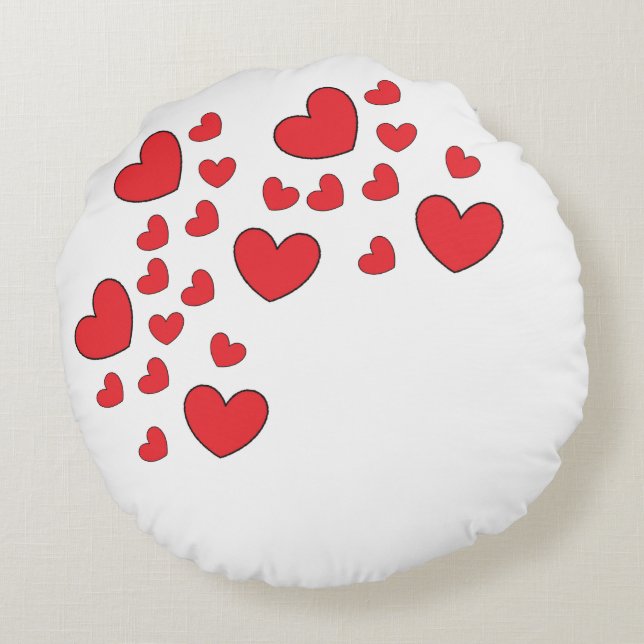 Coussin en coton rond avec coeur (Dos)