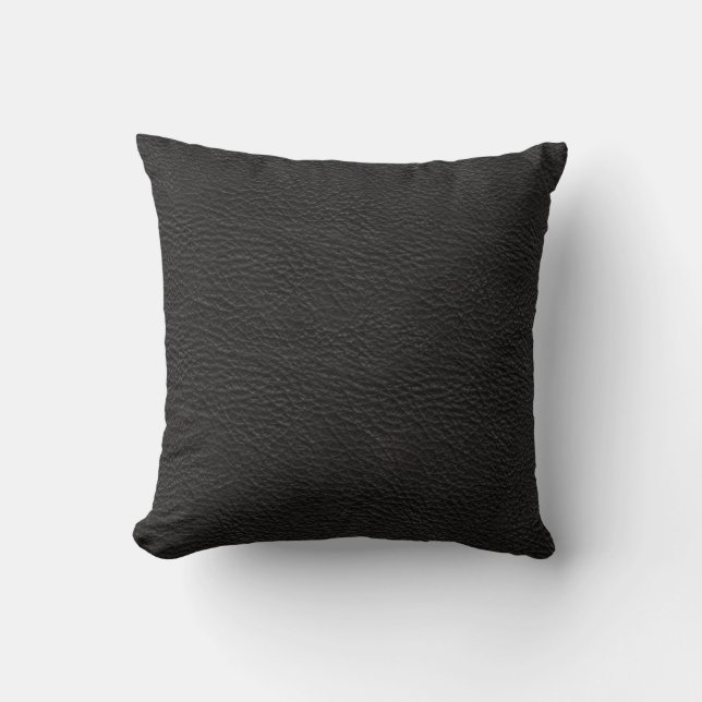 Coussin en cuir noir de texture (Recto)