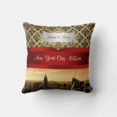 Coussin en damas sépia B4 de la skyline de la vill (Verso)